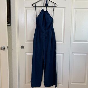 'aerie' - Navy Blue Wide Leg Spaghetti Strap Jumpsuit NWT - Medium